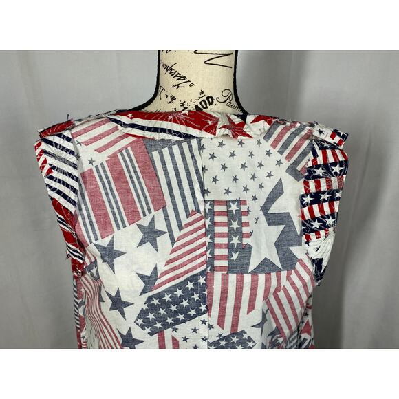 Handmade Maxi Sleeveless V-Neck Red White Blue Duster Patriotic Pattern - Picture 7 of 8